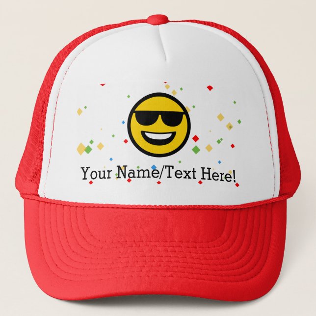 Cool Sunglasses Emoji Trucker Hat (Front)