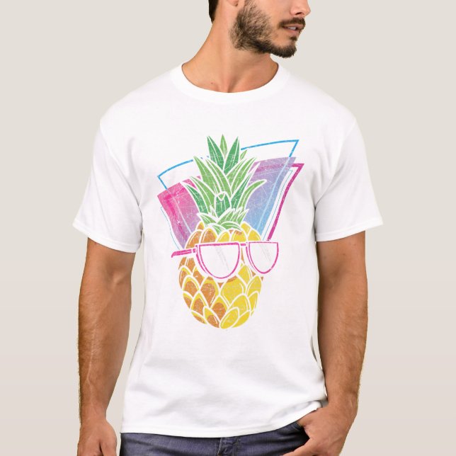 Cool Sunglasses Exotic Pineapple Vaporwave Tropica T-Shirt (Front)