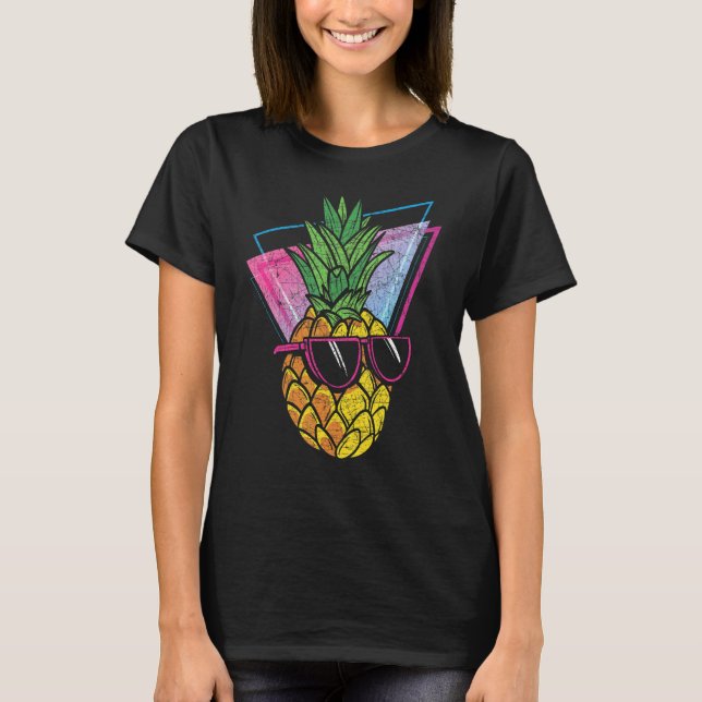 Cool Sunglasses Exotic Pineapple Vaporwave Tropica T-Shirt (Front)