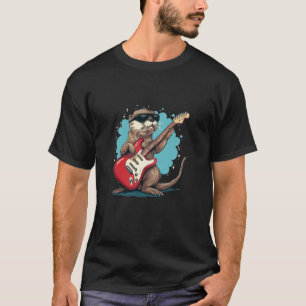 Cool Sunglasses Otter with electric Guitar for Sea T-Shirt