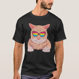Cool Sunglasses Pansexual Flag Cat Pan Pride Lgbtq T-Shirt