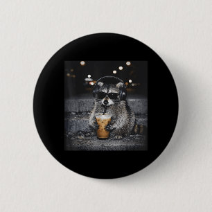 Cool Sunglasses Racoon Drinking Iced Coffee 6 Cm Round Badge