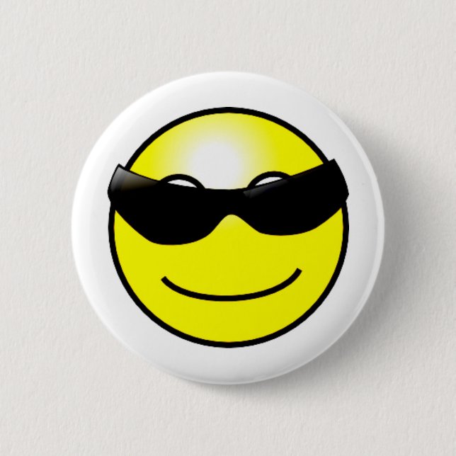 Cool Sunglasses Yellow Face 6 Cm Round Badge (Front)