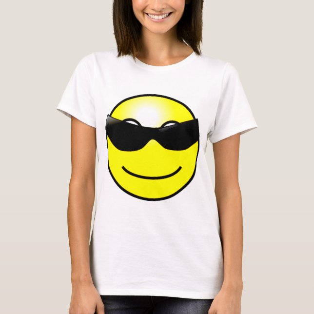 Cool Sunglasses Yellow Smiley Face T-Shirt (Front)