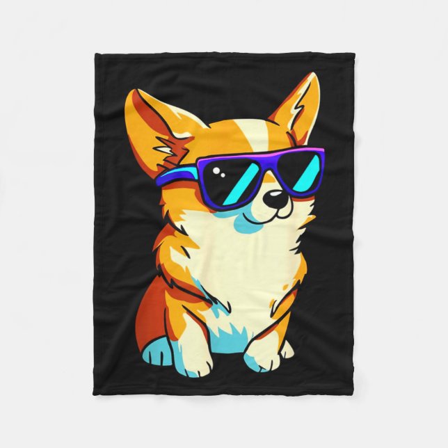 Cool Sungles Corgi Gift Boys Girls Women Men  Fleece Blanket (Front)