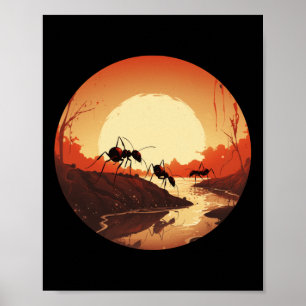 Cool Sunset Ant Outfit For Insect Boys And Girls L Poster