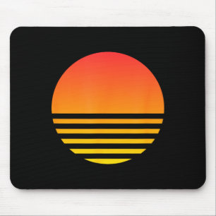 Cool Sunset Summer Beach Surf 80s Retro Vaporwave Mouse Pad