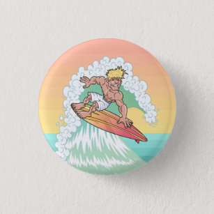 Cool Sunset Surfer 3 Cm Round Badge