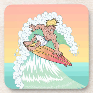 Cool Sunset Surfer Coaster