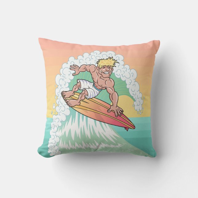 Cool Sunset Surfer Cushion (Front)