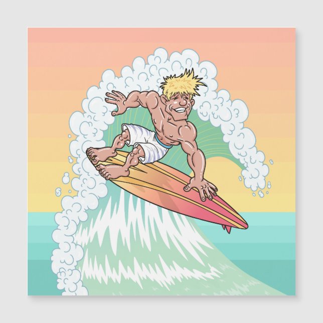 Cool Sunset Surfer Magnetic Card (Front)