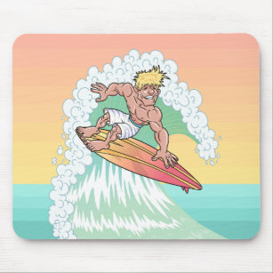 Cool Sunset Surfer Mouse Pad