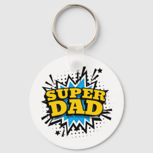 Cool Super Dad Blue Black Yellow White Key Ring
