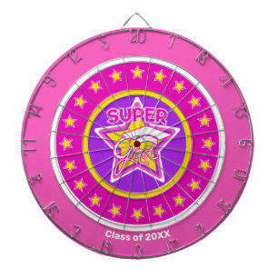 Cool Super Grad Pink - Personalise Graduation Year Dartboard