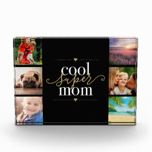 Cool Super Mum Black And Gold 6 Photo Block