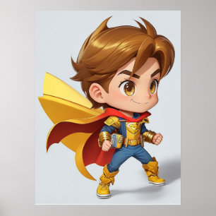 Cool Superhero Comic Boy AI Art  Poster