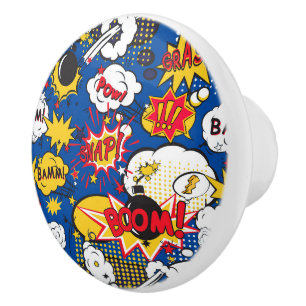 Cool superhero comics pattern ceramic knob