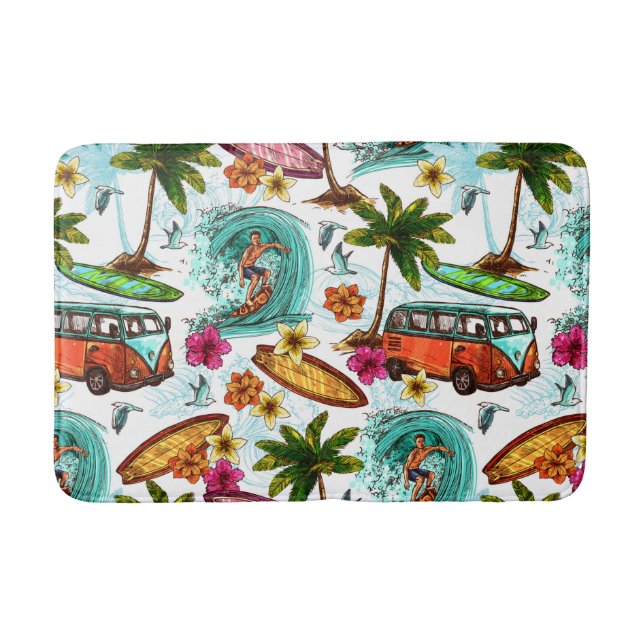 Cool surf beach pattern bath mat (Front)