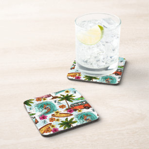 Cool surf beach pattern coaster