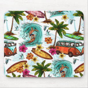 Cool surf beach pattern mouse pad