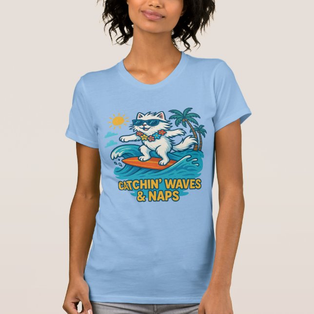 Cool Surf Cat T-Shirt – For Cat and Surf Lovers (Front)