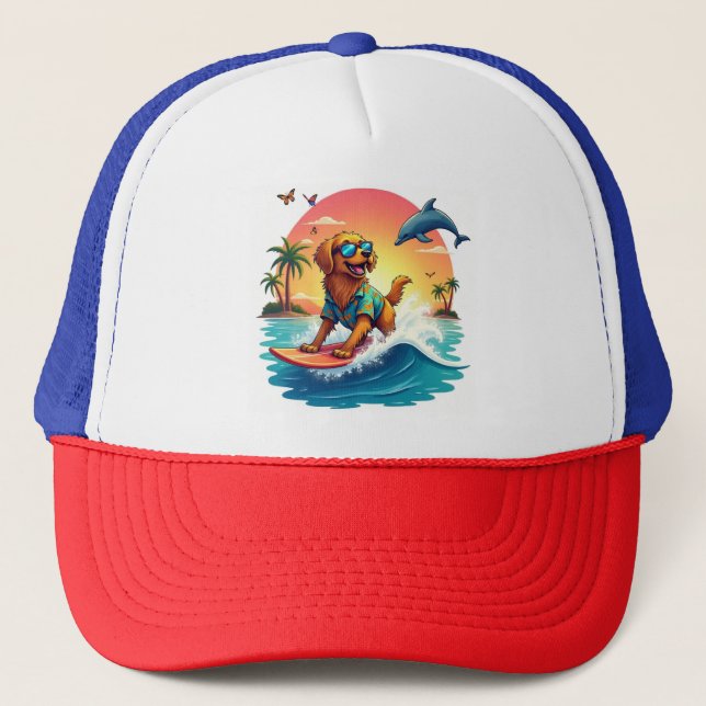 Cool Surf Dog 🧢 Tropical Retriever Style Hat (Front)