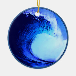 cool surf style blue wave ceramic tree decoration