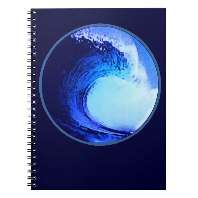 cool surf style blue wave notebook (Front)