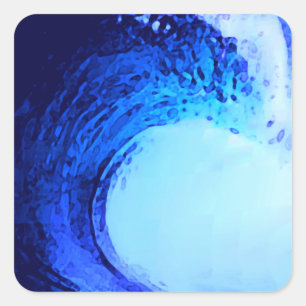 cool surf style blue wave square sticker