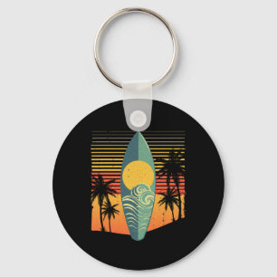 Cool Surfboard For Men Women Surfer Retro Surf Sun Key Ring