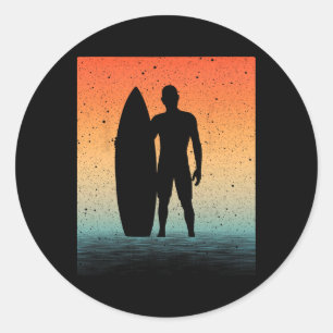 Cool Surfer Art For Men Boys Surfing Hawaiian Surf Classic Round Sticker