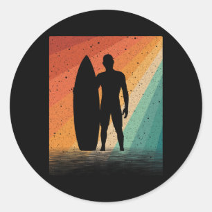 Cool Surfer Art For Men Boys Surfing Hawaiian Surf Classic Round Sticker