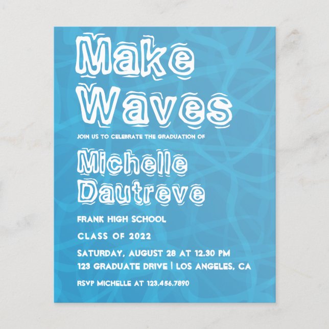 Cool Surfer Graduation Party Photo Flyer (Front)