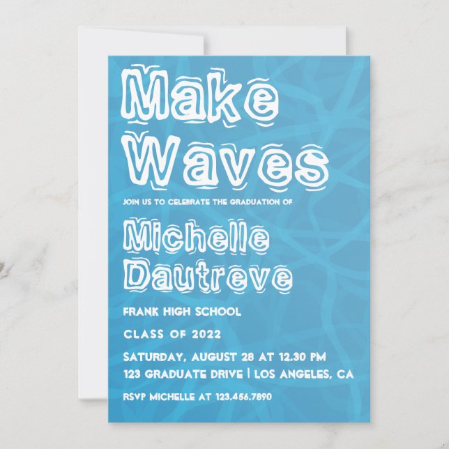 Cool Surfer Graduation Party Photo Invitation (Front)