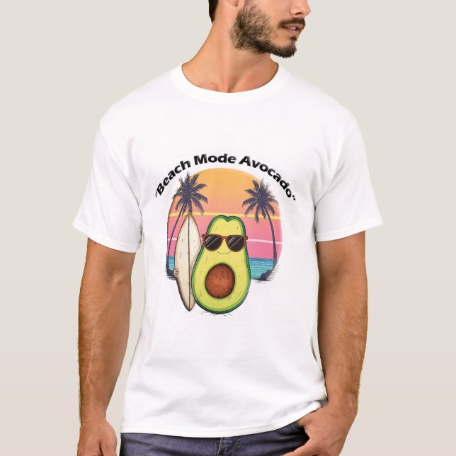 Cool Surfing Avocado T-Shirt – Fun Summer Beach Ca (Front)