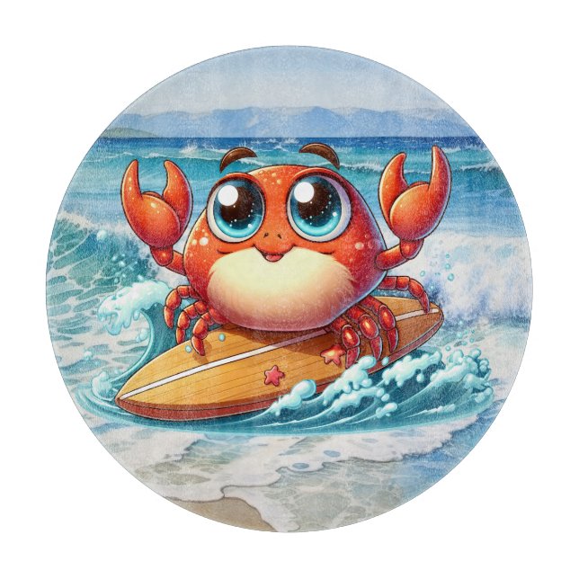 Cool surfing beach crab lovers cutting board (Front)