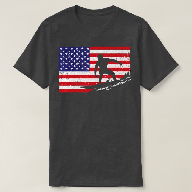 Cool Surfing For Men Women 4th Of July American Fl T-Shirt (Design Front)