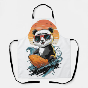 Cool Surfing Panda Bear Apron