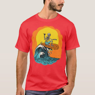 Cool Surfing Skeleton Riding a Coffin Top Funny Su