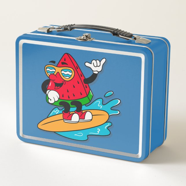 Cool surfing watermelon metal lunch box (Front)