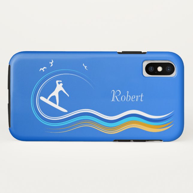 Cool Surf's Up Surfer Surfing Riding a Wave Slim Case-Mate iPhone Case (Back (Horizontal))