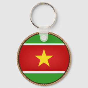 Cool Suriname Flag Seal Key Ring