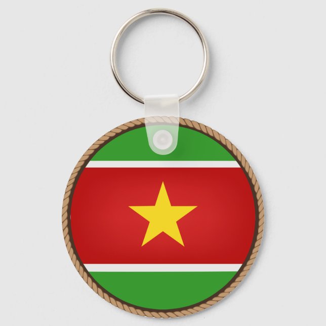 Cool Suriname Flag Seal Key Ring (Front)