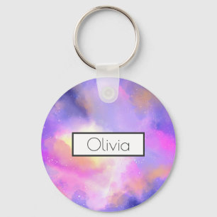 Cool Surreal Space Clouds Personalised Key Ring