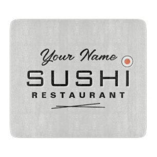 Cool sushi restaurant logo glass cutting board