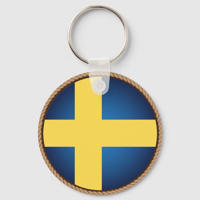 Cool Sweden Flag Seal Key Ring (Front)
