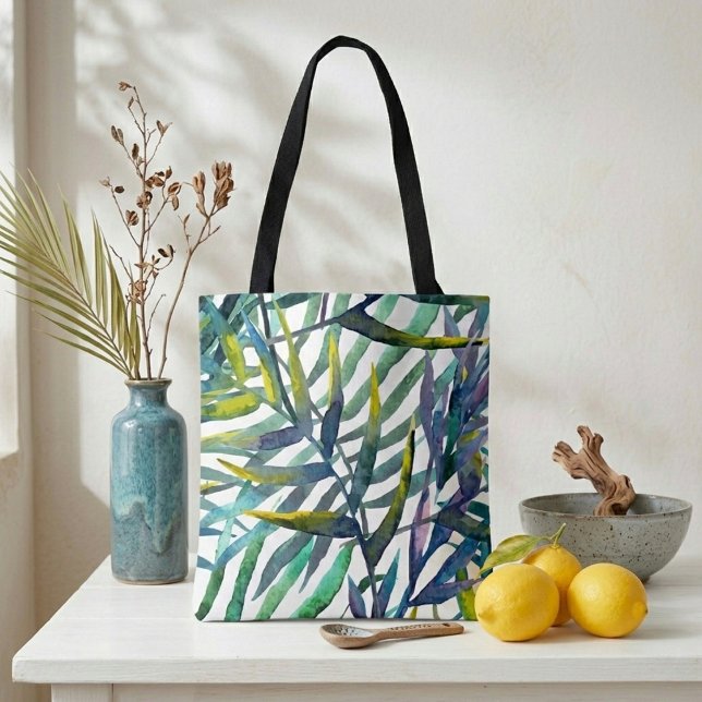 Cool sweet illustration watercolor colourful leave tote bag (Creator Uploaded)