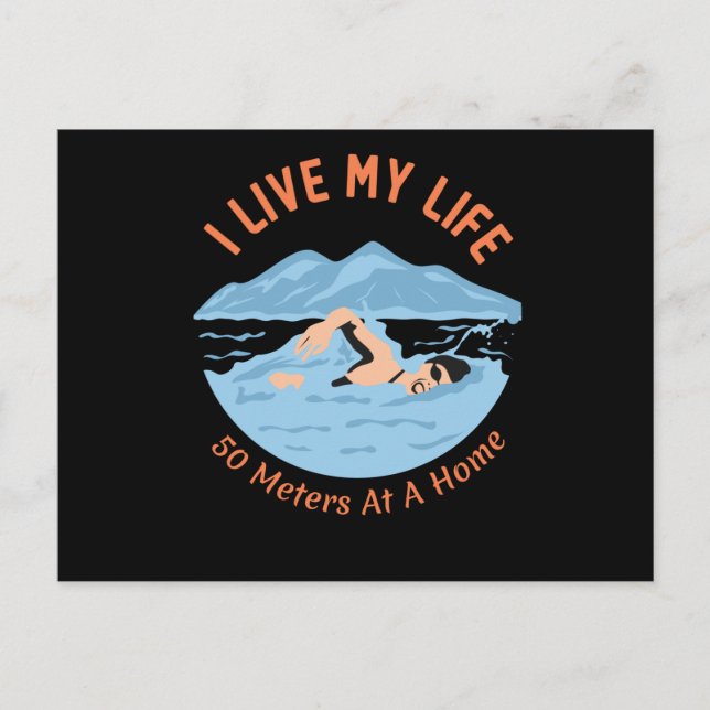 Cool Swimmers Design - I Live My Life Postcard (Front)