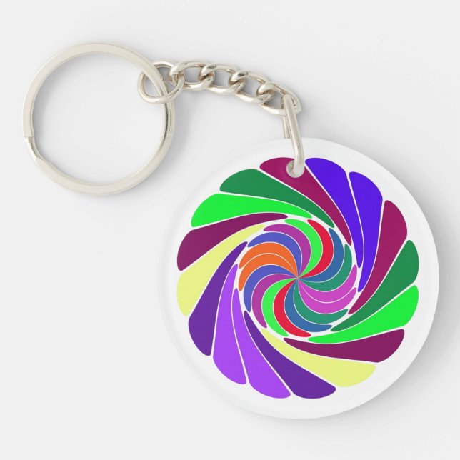 Cool Swirls Keychian - Customisable Key Ring (Front)