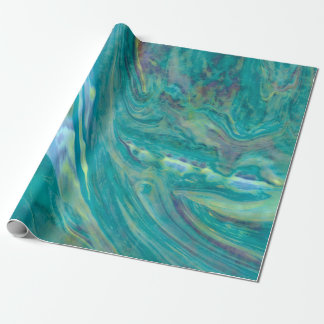 Cool Swirly Teal Paint Pattern Wrapping Paper